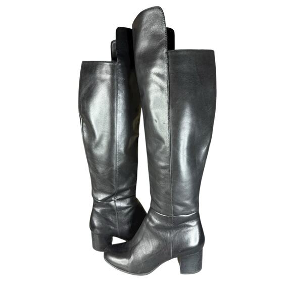 Lord & Taylor Black Leather Over Knee Boots Size 8 | Zip Closure - Picture 1 of 9